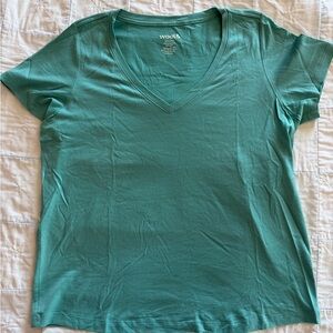 wool& Morgan tee aqua teal large v neck